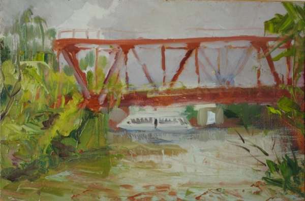 Мосты. Картины, Железнодорожный мост над рекой