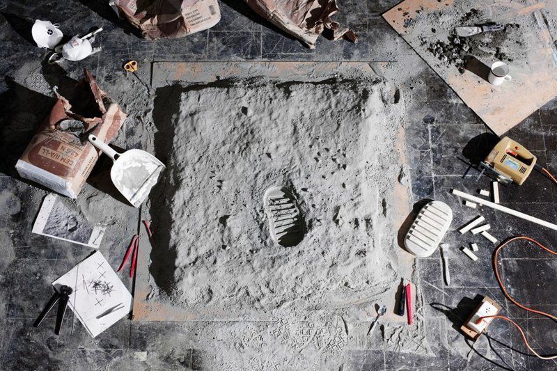 Отпечаток американского ботинка на Луне искусство, исторические фото, красота, миниатюра, своими руками, художники