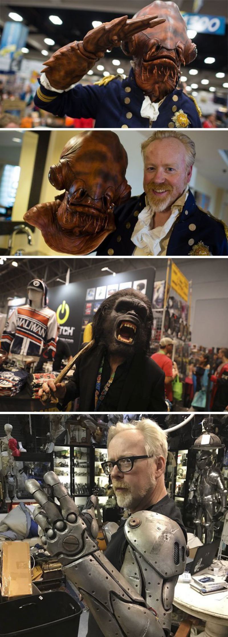 17. Ведущий Адам Сэвидж, специалист по спецэффектам, каждый год приходит на фестиваль Comic-Con в маскировке звезды, знаменитости, знаменитости дурачатся, известные люди, таланты и поклонники, тролли, троллинг, чувство юмора