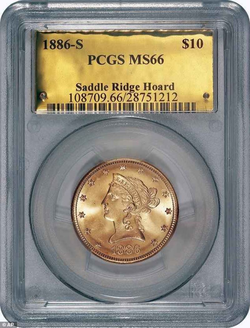 Одна из монет клада - золотая монета 10$  Клады, интересно, история, сокровище