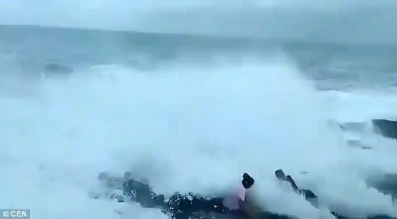 Видео: туриста смыло волной в Гоа