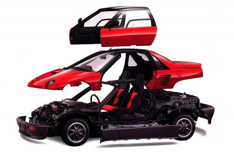 Mazda Autozam AZ-1: маленький двухместный спортивный автомобиль с крыльями чайки
