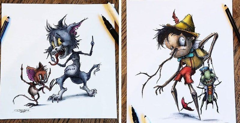 Художник изобразил любимых мультяшек в образе злобных монстров