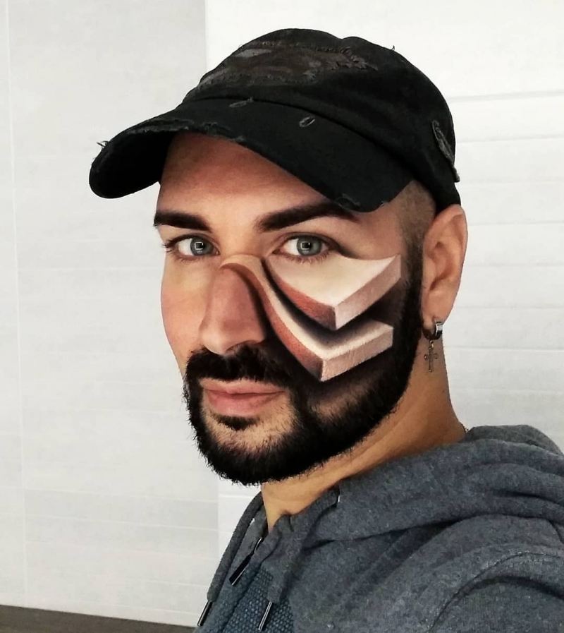 3D-иллюзии на лице и руках итальянского художника