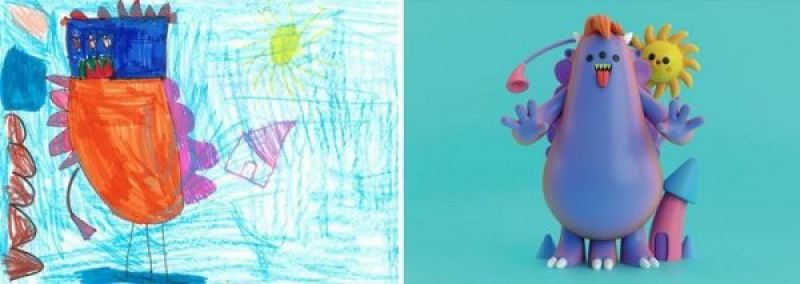Профессиональные художники превращают детские каракули в уникальные картины 