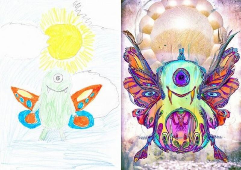 Профессиональные художники превращают детские каракули в уникальные картины 