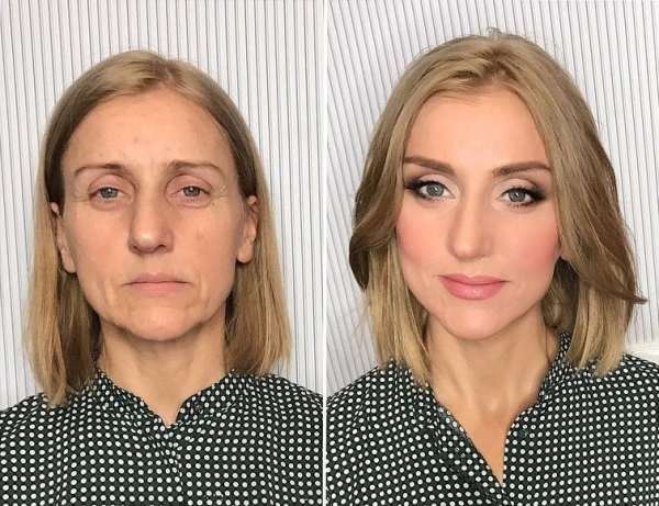 Преображение женщин при помощи макияжа в стиле 'до и после'