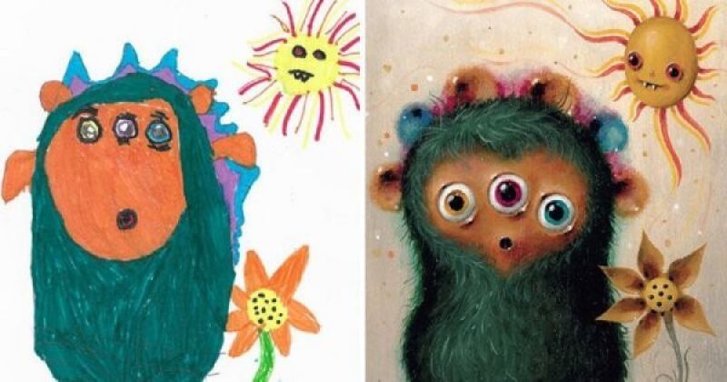 Профессиональные художники превращают детские каракули в уникальные картины