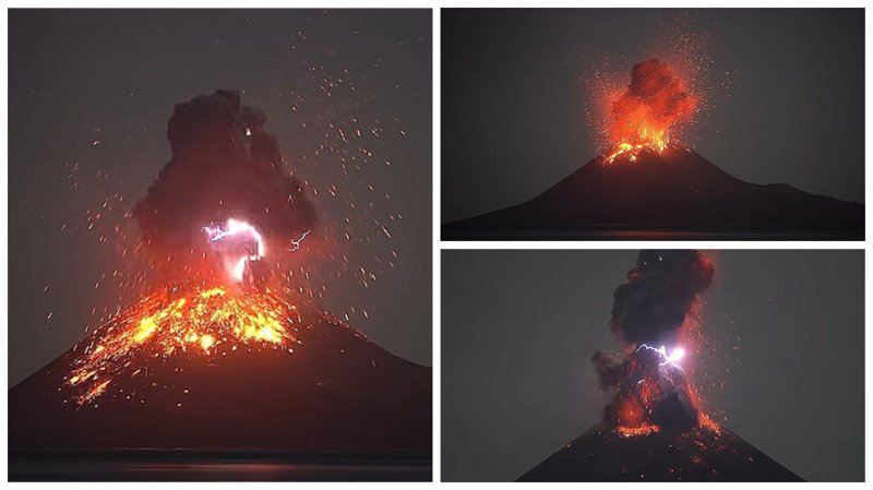 Видео: вулкан Кракатау проснулся и стреляет молниями